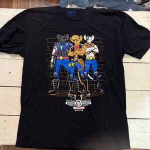 Black T-Shirt with Cartoon Characters